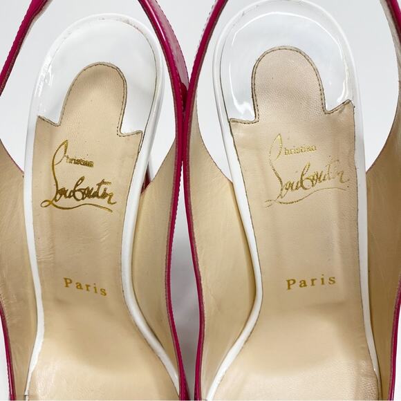CHRISTIAN LOUBOUTIN Lady Peep Sling 150 Patent Leather in Cyclamen - Picture 14 of 14